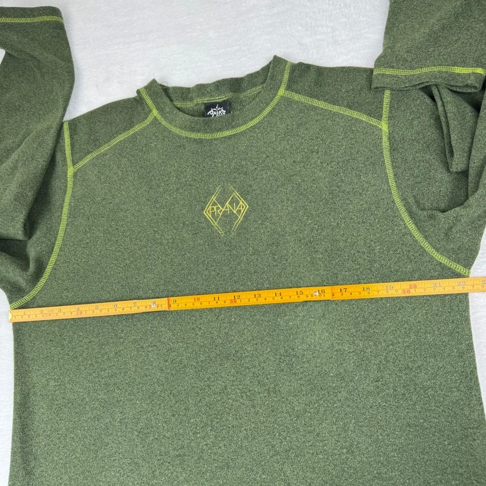 Prana Fleece Pullover Mens Large Green Long Sleeve Embroidered Logo USA Made